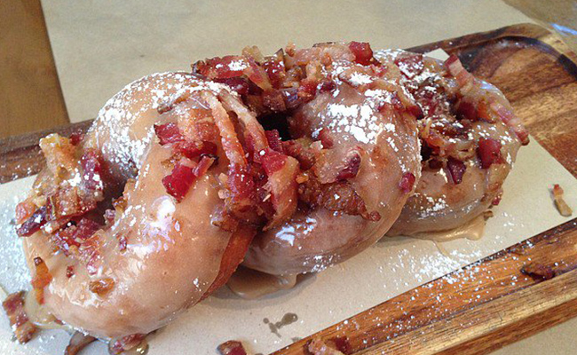 Maple glazed donut with bacon