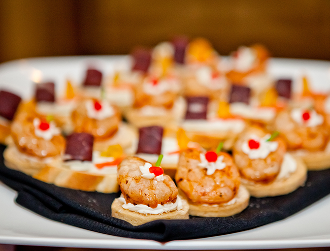 Shrimp finger appetizer on plate