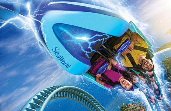 people riding electric eel coaster