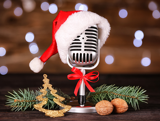 Microphone decorated for the holidays