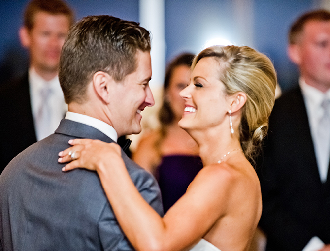 Wedding couple enjoying first dance