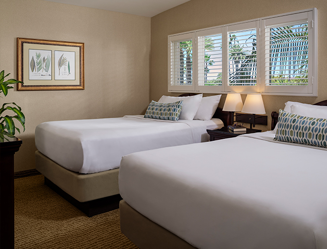 Bay View Suite with two queen beds at at the Bahia Resort Hotel in Mission Beach, San Diego