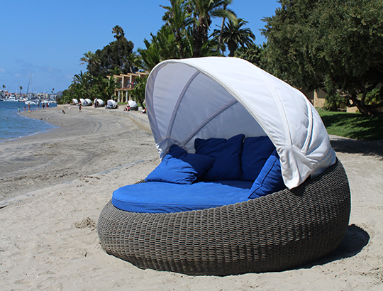 Beach cabanas on Mission Bay at Bahia Resort Hotel