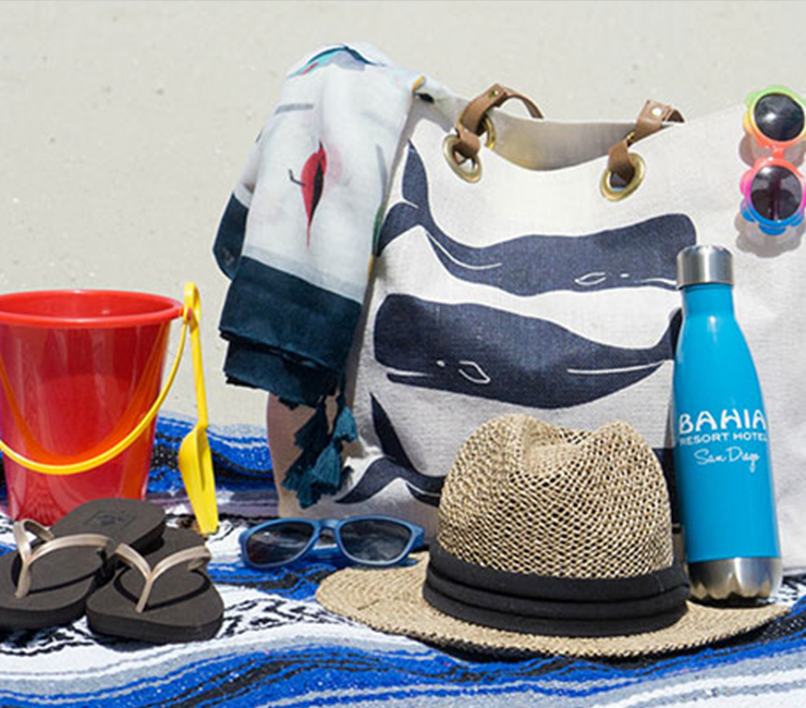 Beach gear from the gift shop at the Bahia Resort Hotel