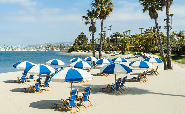 New beach umbrella and chairs newly renovated Bahia Resort