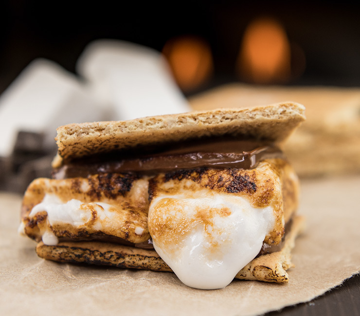 Freshly made s’more one of the many activities for a San Diego vacation at the Bahia Resort Hotel