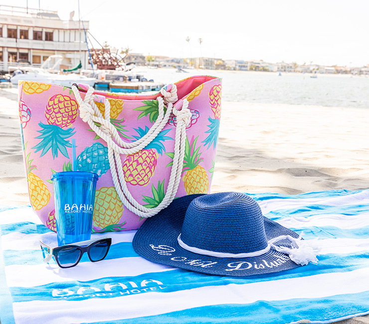 Beach gear from the gift shop at the Bahia Resort Hotel