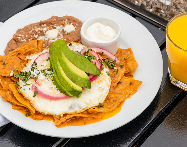 Breakfast Chilaquiles at Dockside 1953 Weekend Brunch at the Bahia Resort Hotel in Mission Bay, San Diego