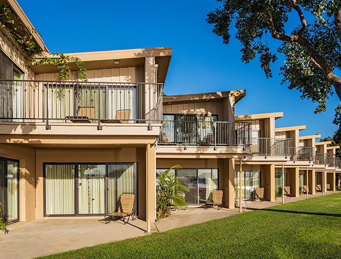 Exterior of Resort View rooms at the Bahia Resort Hotel in Mission Beach, San Diego