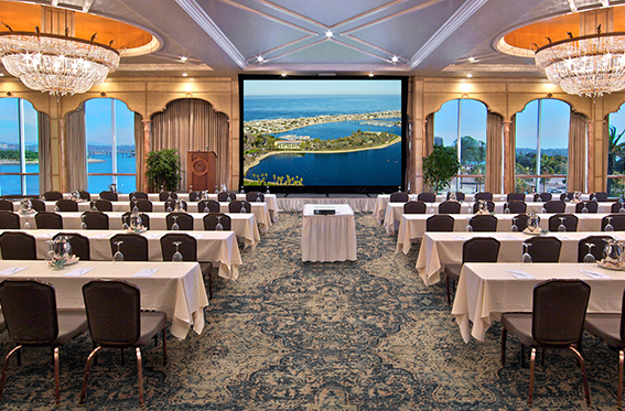 Ballroom meeting set up at the Bahia Resort in San Diego
