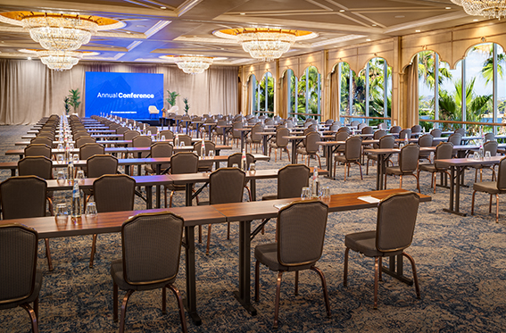 Ballroom meeting set up at the Bahia Resort in San Diego