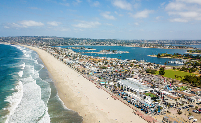 Aerial view of Mission Beach, San Diego