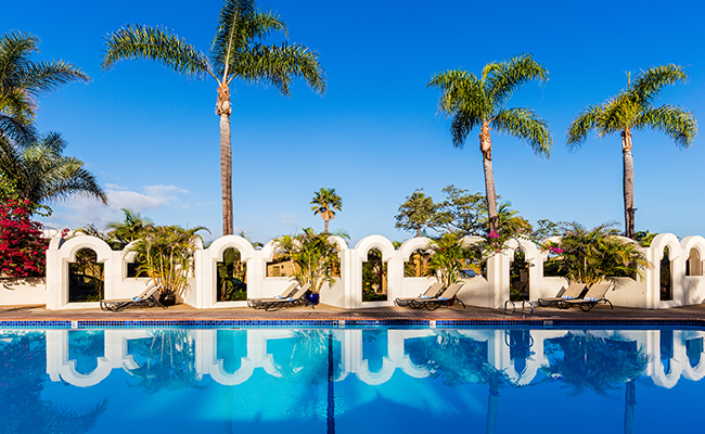 New and improved pool deck at the Bahia Resort Hotel in San Diego.
